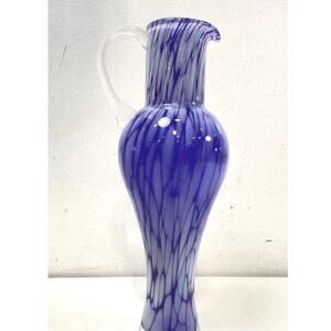 ALICJA HAND BLOWN ART GLASS PITCHER  BLUE